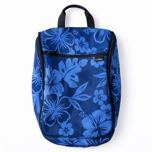 New LL Bean Hanging Travel Toiletry Bag Shower Organizer Case Blue Tropical O/S